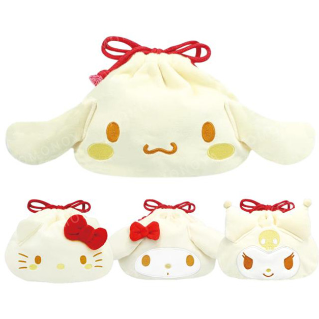 Sanrio 三麗鷗 絨毛造型束口袋 (美味肉包系列) Kitty 美樂蒂 酷洛米 大耳狗