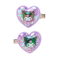 Sanrio 三麗鷗 心型流沙髮夾2入組 (大臉款) Kitty 大耳狗 酷洛米_3