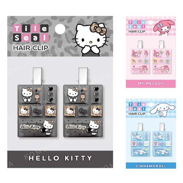 Sanrio 三麗鷗 造型髮夾2入組 (磚型貼紙款) Kitty 美樂蒂 大耳狗