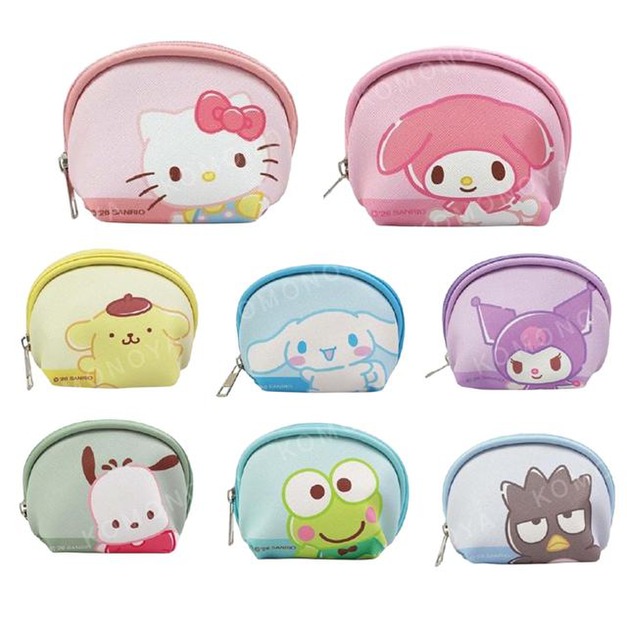 Sanrio 三麗鷗 皮質貝殼零錢包 (格紋款) Kitty 布丁狗 大耳狗 酷洛米