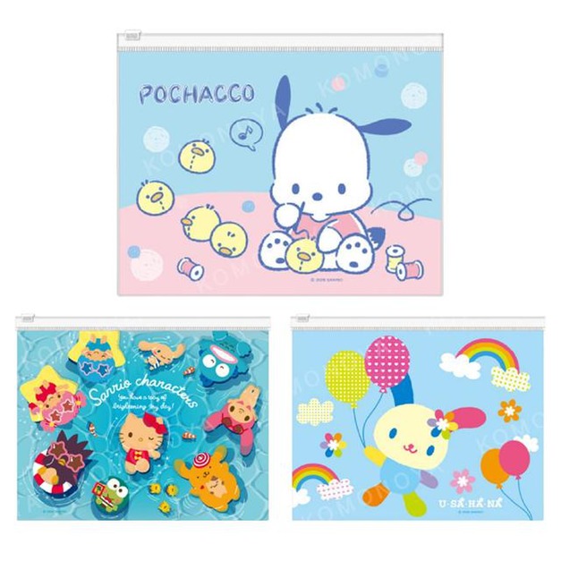 Sanrio 三麗鷗 A5滑扣夾鏈收納袋 帕恰狗 花小兔 大集合