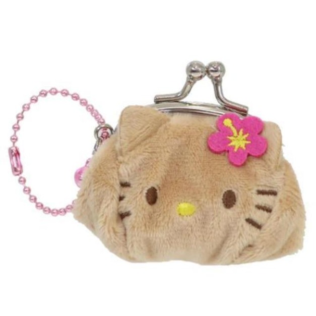 Sanrio 三麗鷗 Hello Kitty 絨毛造型零錢包口金吊飾 (曬黑大臉款)