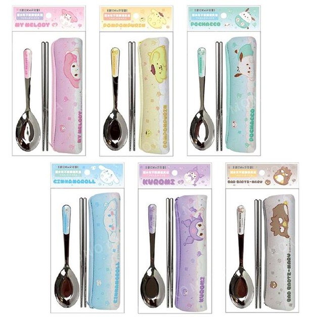 Sanrio 三麗鷗 潛水布不鏽鋼餐具組 (趴姿款) 美樂蒂 布丁狗 大耳狗