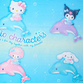 ▲新品特價 Sanrio 三麗鷗 大集合 棉質浴巾 140x75cm (blingbling海豚系列)_2