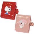 Sanrio 三麗鷗 漆皮方形化妝包附鏡 (紅/粉款) Kitty 美樂蒂