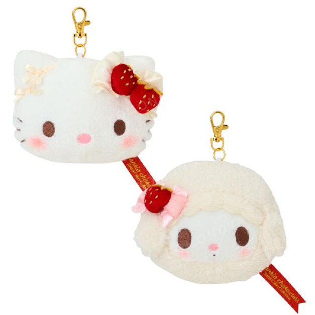 Sanrio 三麗鷗 絨毛造型伸縮票卡零錢包 (草莓鮮奶油蛋糕) Kitty Piano