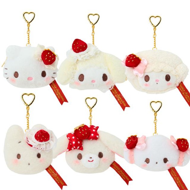Sanrio 三麗鷗 絨毛造型零錢包吊飾 (草莓鮮奶油蛋糕) Kitty 美樂蒂 Piano 小麥粉