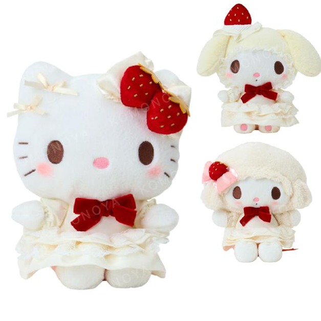 Sanrio 三麗鷗 絨毛玩偶娃娃 (草莓鮮奶油蛋糕) Kitty 美樂蒂 Piano