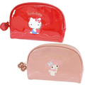 Sanrio 三麗鷗 漆皮半圓化妝包 (紅/粉款) Kitty 美樂蒂