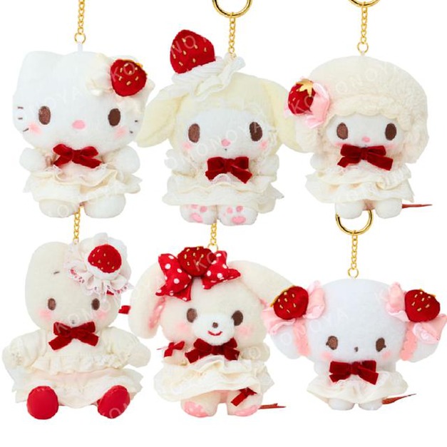 Sanrio 三麗鷗 絨毛玩偶吊飾 (草莓鮮奶油蛋糕) Kitty 美樂蒂 Piano 小麥粉