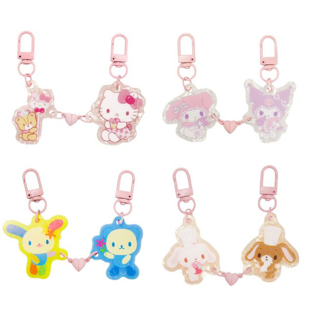 Sanrio 三麗鷗 壓克力造型磁體雙吊飾 (愛心款) 美樂蒂 花小兔 蜜糖邦尼