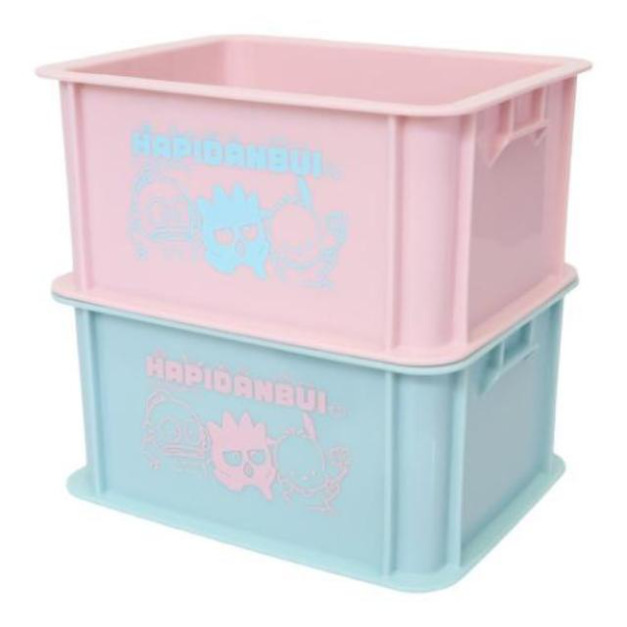 Sanrio 三麗鷗 男團 塑膠收納盒2入組 (粉藍款)