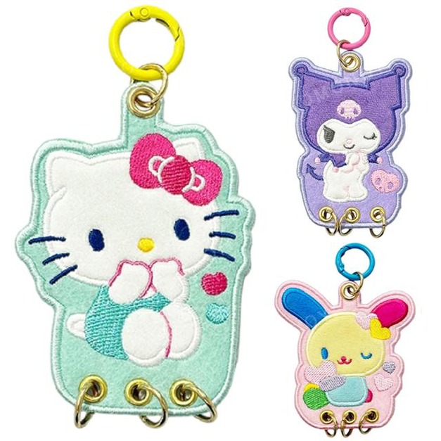 Sanrio 三麗鷗 造型刺繡鑰匙圈 (愛心款) Kitty 酷洛米 花小兔