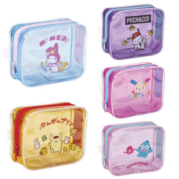 Sanrio 三麗鷗 PVC方形透明化妝包 美樂蒂 布丁狗 帕恰狗 漢頓 花小兔