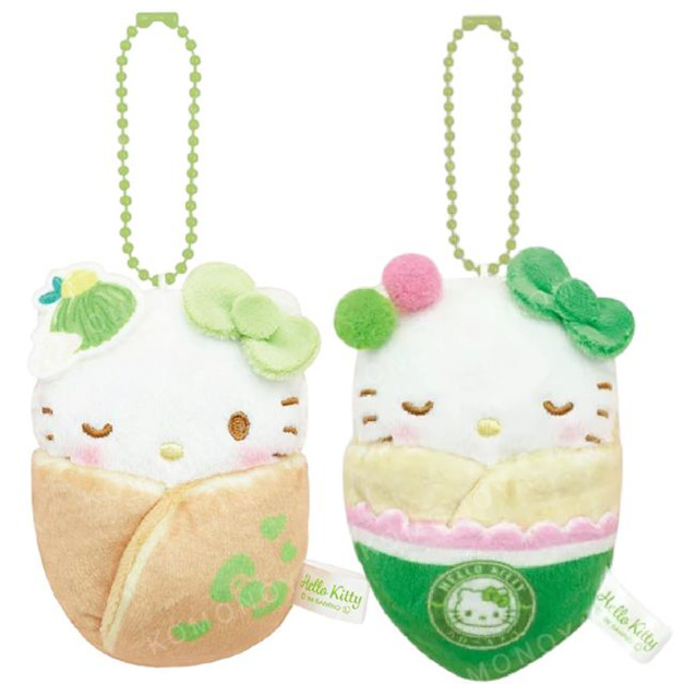 Sanrio 三麗鷗 Hello Kitty 絨毛玩偶吊飾 (抹茶甜點襁褓款)