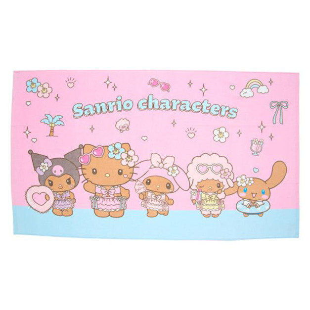 ▲新品特價【預購】Sanrio 三麗鷗 大集合 棉質浴巾 140x80cm (閃閃發亮的夏日泳池)