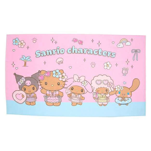 ▲新品特價【預購】Sanrio 三麗鷗 大集合 棉質浴巾 140x80cm (閃閃發亮的夏日泳池)