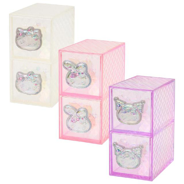 Sanrio 三麗鷗 方形雙抽收納盒 (極光款) Kitty 美樂蒂 酷洛米