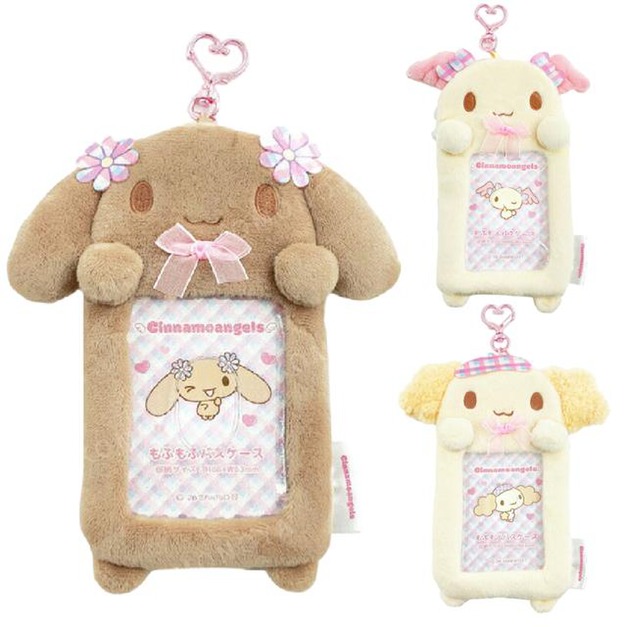 Sanrio 三麗鷗 絨毛造型拍立得小卡收納套鑰匙圈 (天使款) 戚風 紅豆 摩卡