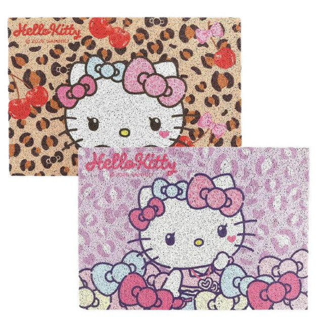 Sanrio 三麗鷗 Hello Kitty 造型刮泥絲圈地墊 (豹紋款)
