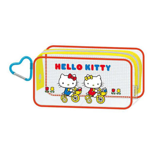Sanrio 三麗鷗 Hello Kitty PVC透明拉鍊筆袋 (腳踏車款)