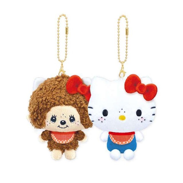 Sanrio 三麗鷗 x Monchhichi 絨布磁鐵雙吊飾 (圍兜兜款)