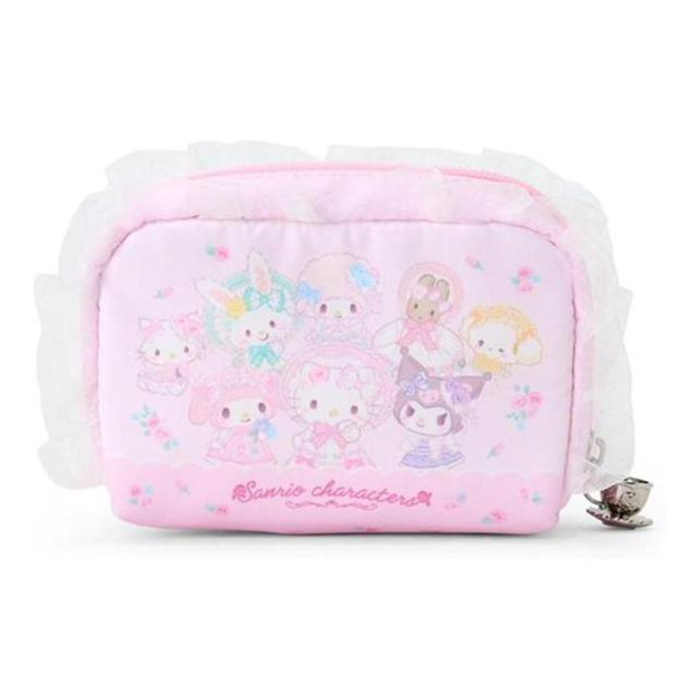 Sanrio 三麗鷗 大集合 方形拉鍊化妝包 (童話午茶派對)