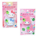 Sanrio 三麗鷗 橡膠造型髮夾2入組 (幸運草款) Kitty 酷洛米 花小兔 布丁狗_1