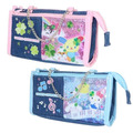 Sanrio 三麗鷗 大集合 牛仔布三角拉鍊筆袋附鍊 (幸運草款)