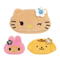 Sanrio 三麗鷗 絨毛造型雙面筆袋 (大臉曬黑款) Kitty 美樂蒂 布丁狗