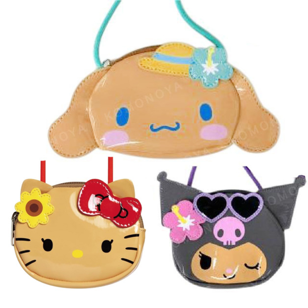 Sanrio 三麗鷗 皮質造型斜背包 (大臉曬黑款) Kitty 美樂蒂 布丁狗