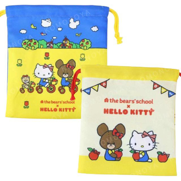 Sanrio 三麗鷗 Kitty x 小熊學校 尼龍束口袋 (蘋果/腳踏車款)