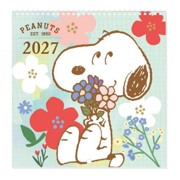 史努比 2027 線圈掛曆 (花朵款)