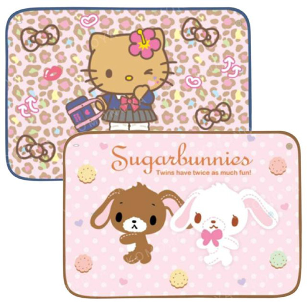 Sanrio 三麗鷗 絨毛毛毯 100x70cm (豹紋制服/粉點點款) Kitty 蜜糖邦尼