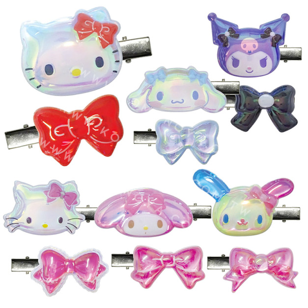 ⭐獨家特價 Sanrio 三麗鷗 水晶果凍造型髮夾2入組 (極光款) Kitty 花小兔 恰咪 大耳狗