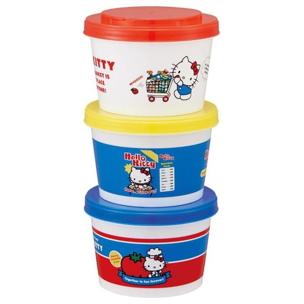 Sanrio 三麗鷗 Skater Hello Kitty 圓形保鮮盒3入組 240ml SIJ3 (購物車款)