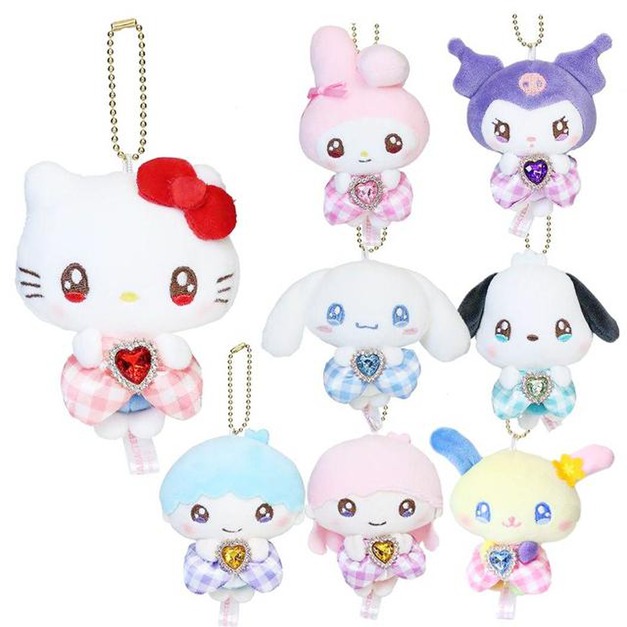 Sanrio 三麗鷗 絨毛玩偶吊飾 (閃亮愛心寶石款) Kitty 花小兔 酷洛米 大耳狗