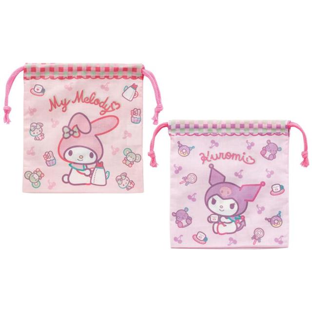 Skater Sanrio 三麗鷗 美樂蒂 酷洛米 棉質束口袋2入組 KB64WN (粉紫側坐物品)_fe8007566059a9b7927fa626d617e246.jpg