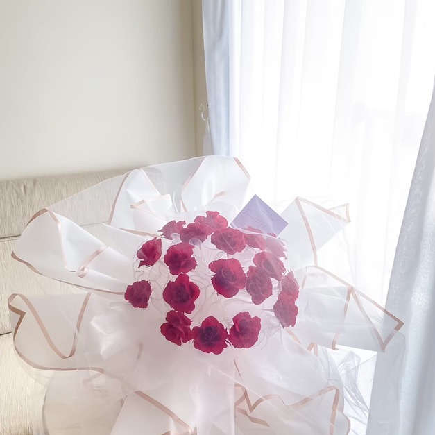 【求婚花束】酒紅巨大永生仙女紗花束