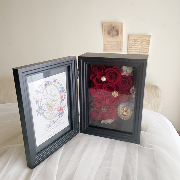 【玫瑰花束】夜玫瑰語酒紅玫瑰黑相框