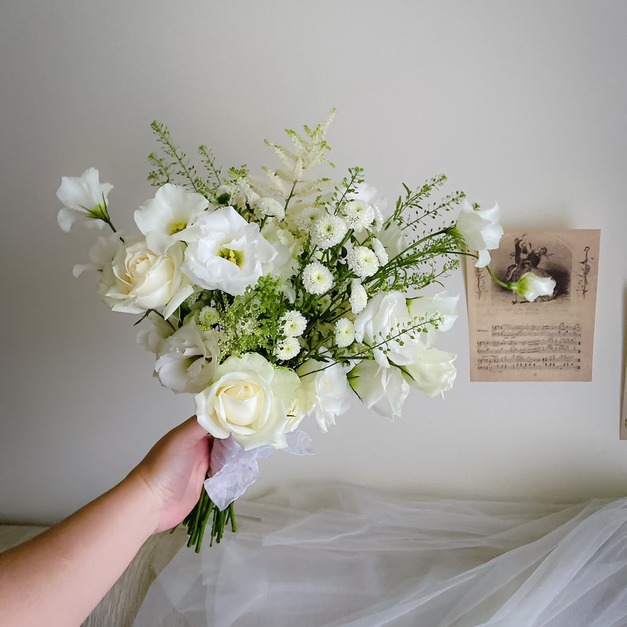 【韓式捧花】森林白綠鮮花捧花 新娘捧花