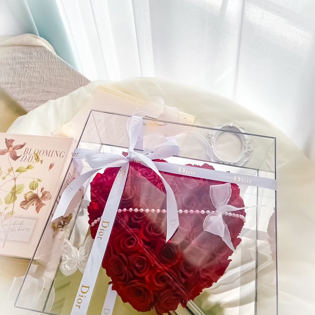 【玫瑰花盒】奢華款紅色永生花愛心盒