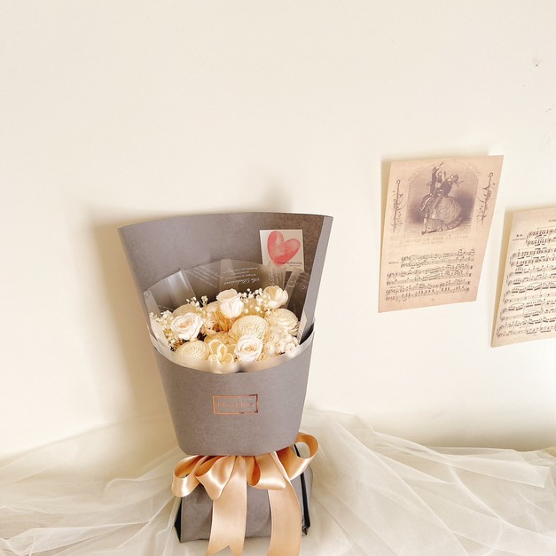 【日式花束】純白誓言永生花束