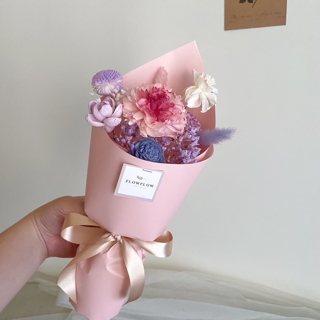 【母親節花束】漸層紅粉康乃馨乾燥永生小花束(可站立式)