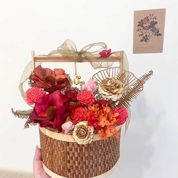 【日式花藝】金箔紅金永生盆花