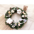 【聖誕禮物】雪白永生雪松聖誕棉花花圈