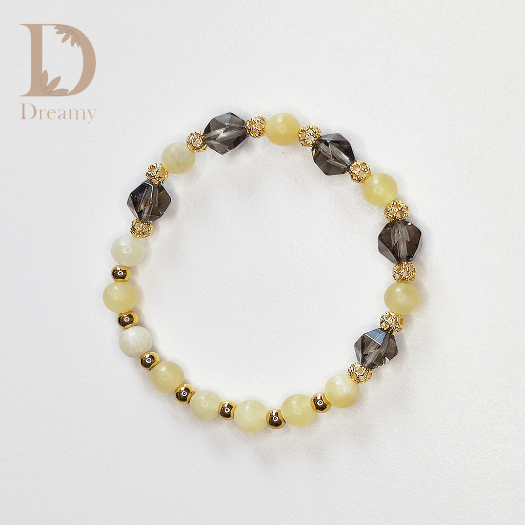 【健康又有財】 黃玉茶晶彈性手鏈 天然水晶手鍊