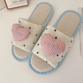 波點愛心棉麻居家拖鞋｜透氣防滑軟底四季可穿 女款室內外兩用涼拖_5