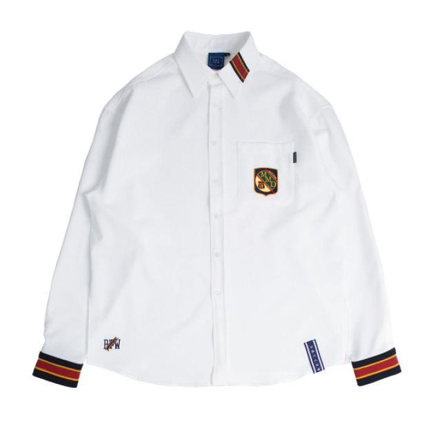 [玟星]  ROMANTIC CROWN STRIPED CUFFS SHIRT 寬版襯衫 (白色)