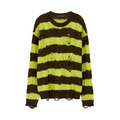 [玟星] ANDERSSON BELL UNISEX DESTROYED STRIPE CABLE SWEATER 羊毛混紡條紋破壞毛衣(卡其萊姆)_2